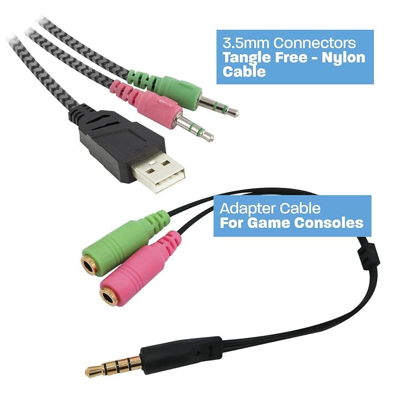 Ewent PL3321|Cuffia Gaming con Microfono Regolabile|Illuminazione RGB|Adattatore Jack da 3.5 mm|Cavo lungo 1.5 M|Cuffie Over-ear|Cuffie da gioco per PS4-PS5/Xbox One-Xbox — miniatura 7