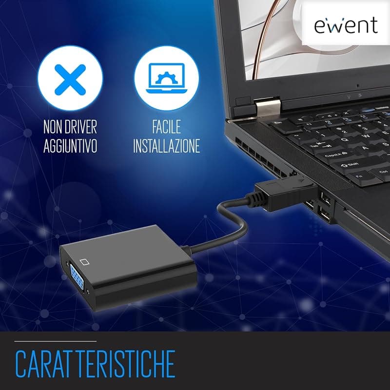 Ewent Adattatore Convertitore Displayport to VGA EC1454 — miniatura 3