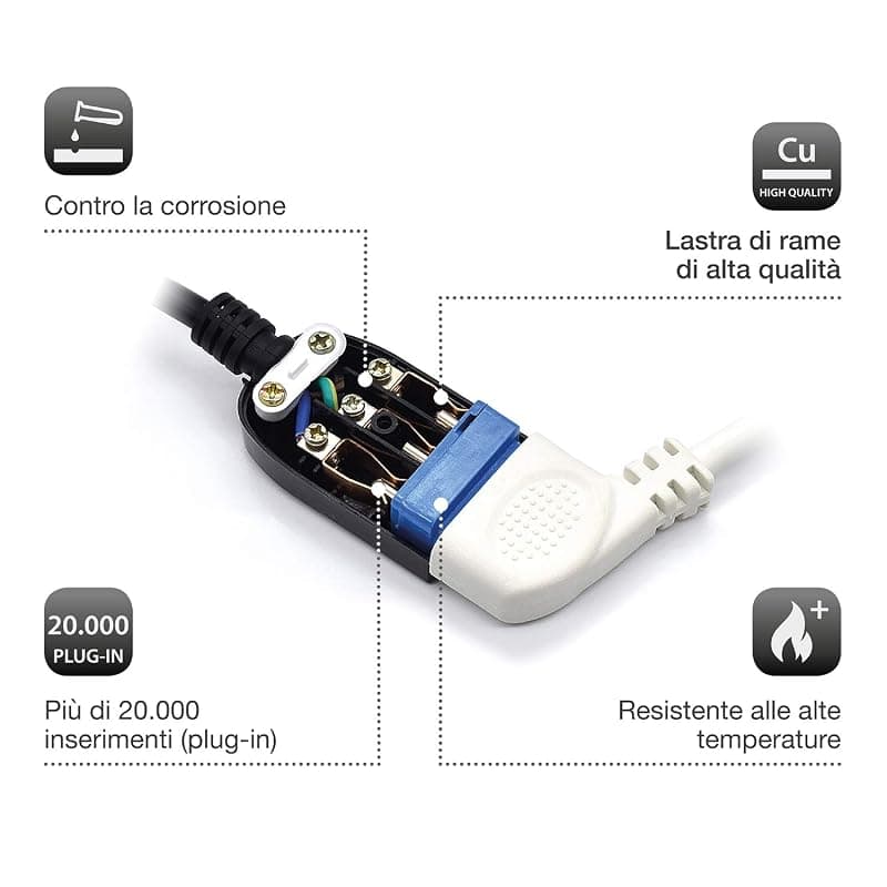 Ewent Prolunga Elettrica 5 MT Presa Italiana 10A Nera EW3803 — miniatura 5