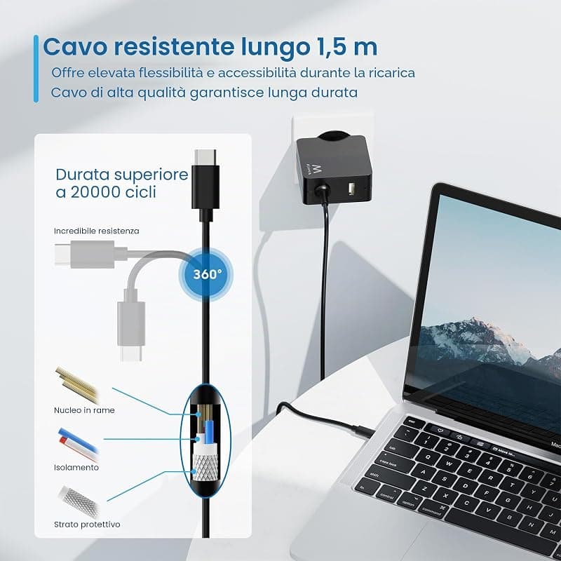 Ewent Caricatore da Rete Elettrica USB Type-C con USB-A Aggiuntiva 45W EW3979 — miniatura 7