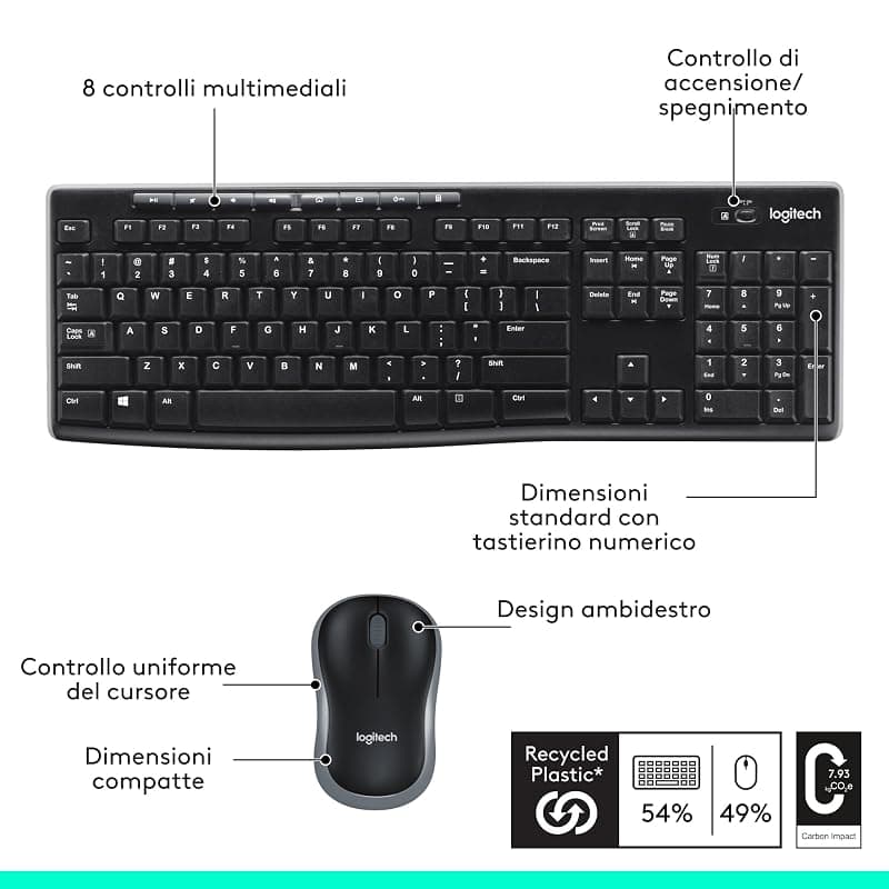 Logitech Kit Tastiera + Mouse Wireless MK270 920-004512 — miniatura 8