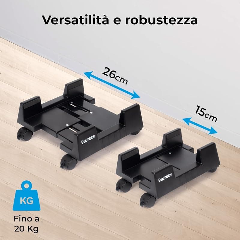 Vultech Carrello Porta PC in ABS con Rotelle da Trasporto CP-02 — miniatura 3