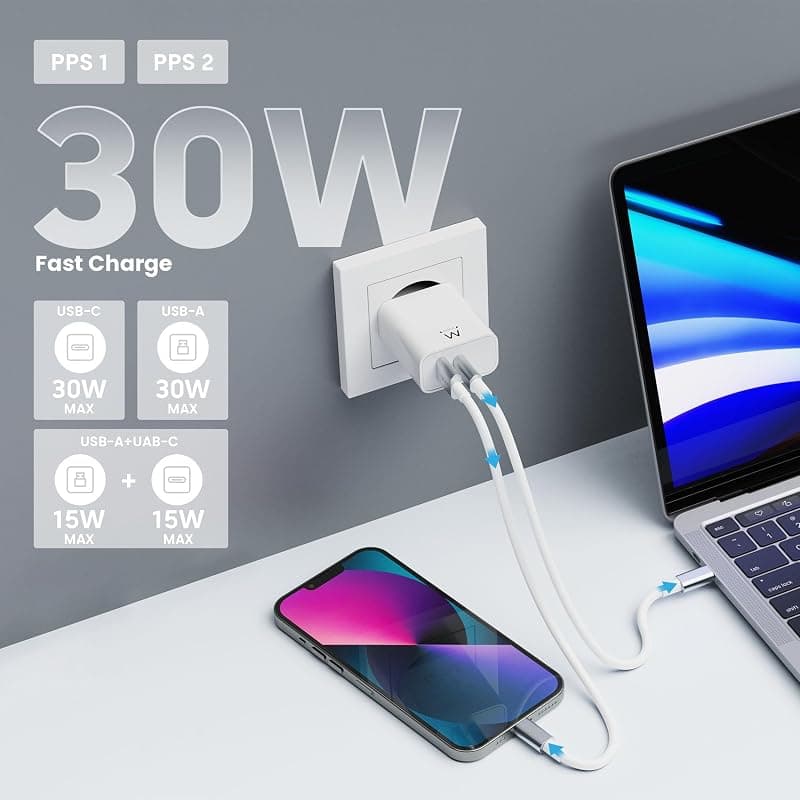 Ewent Caricatore Spina USB-C per Smartphone/Tablet QC3.0 30W EW1325 — miniatura 4