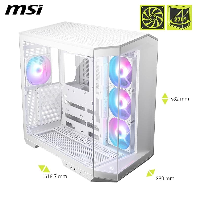 MSI Case Micro-ATX MID-Tower Mag Pano 100R Bianco Argb No Alim 306-7G26W22-HH9 — miniatura 2
