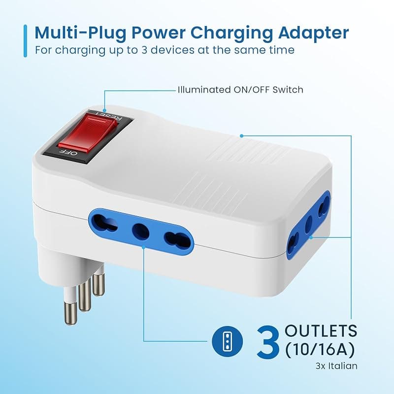 Ewent Adattatore Elettrico 3 Prese con Spina Italiana 10A EW1188 — miniatura 3