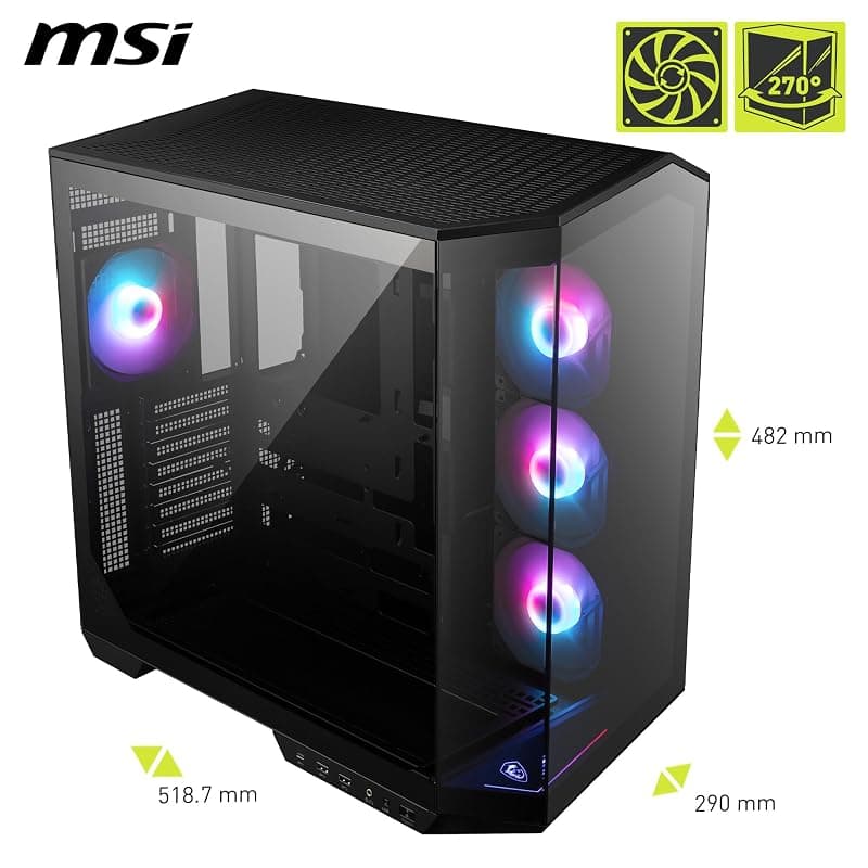 MSI Case Micro-ATX MID-Tower Mag Pano 100R Nero Argb No Alim 306-7G26R21-HH9 — miniatura 2