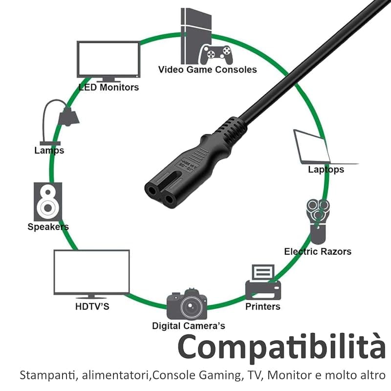 Ewent Cavo Alimentazione 2 Poli IEC C7 M/F 1,8 mt EW-190102-020-N-P EC1906 — miniatura 3