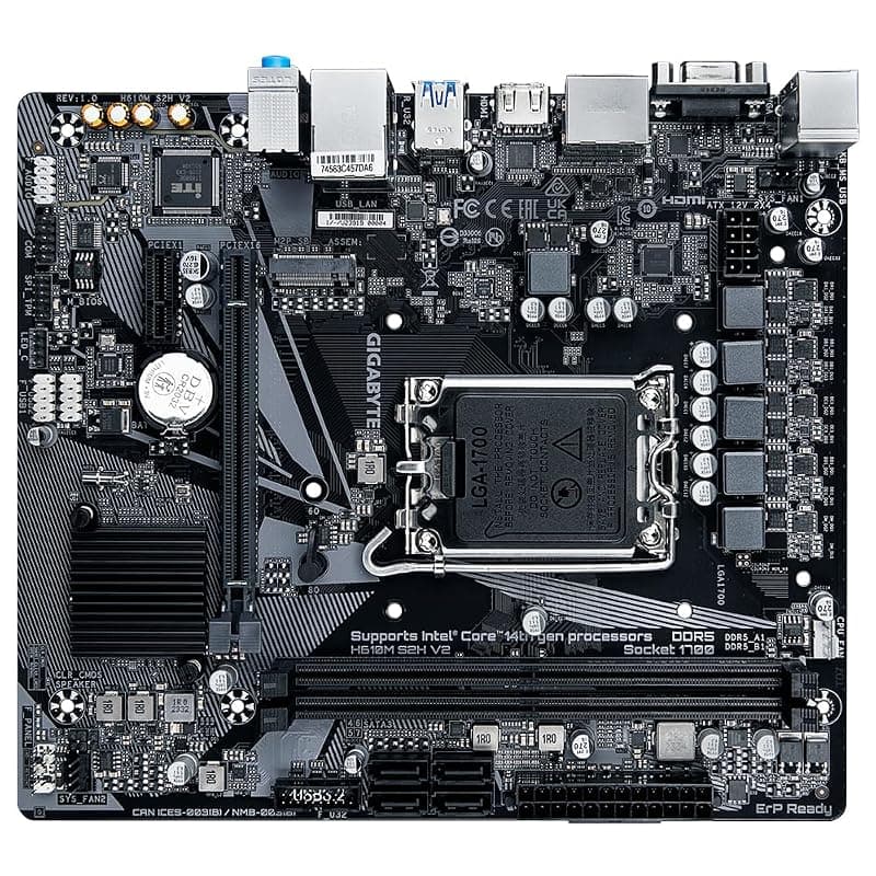 GIGABYTE H610M S2H V2 Scheda Madre - Supporta CPU Intel Core di 14a generazione, 4+1+1 Fasi Ibride VRM Digitale, fino a 5600MHz DDR5, 1xPCIe 3.0 M.2, GbE LAN, USB 3.2 Gen 1 — miniatura 4