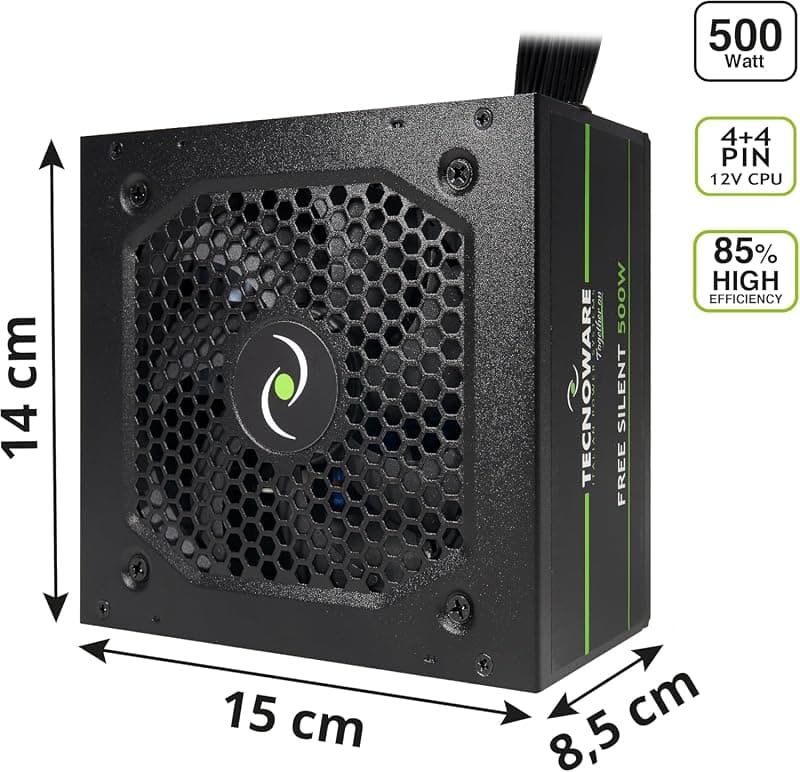 Tecnoware PC Power Free Silent 500W 12 CM PSU FAL506FS12B — miniatura 2