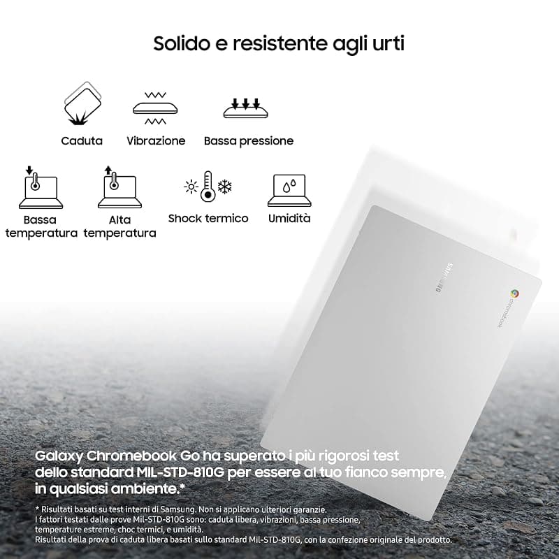 Samsung Galaxy Chromebook Go, Computer Portatile XE340XDA-KA1IT Chrome OS, Processore Intel Celeron, Display Screen 14” Full HD LED, RAM 4GB, Memoria eMMC 64GB, USB-C, Silver — miniatura 3