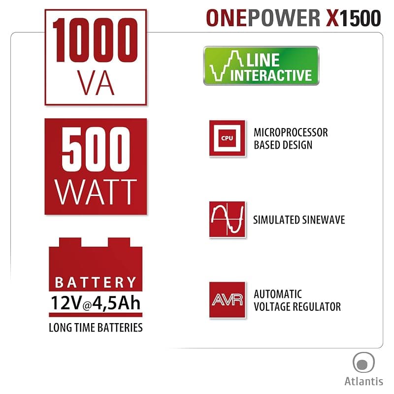 Atlantis Gruppo di Continuità UPS X1500 Line Interactive 1000VA/500W — miniatura 5