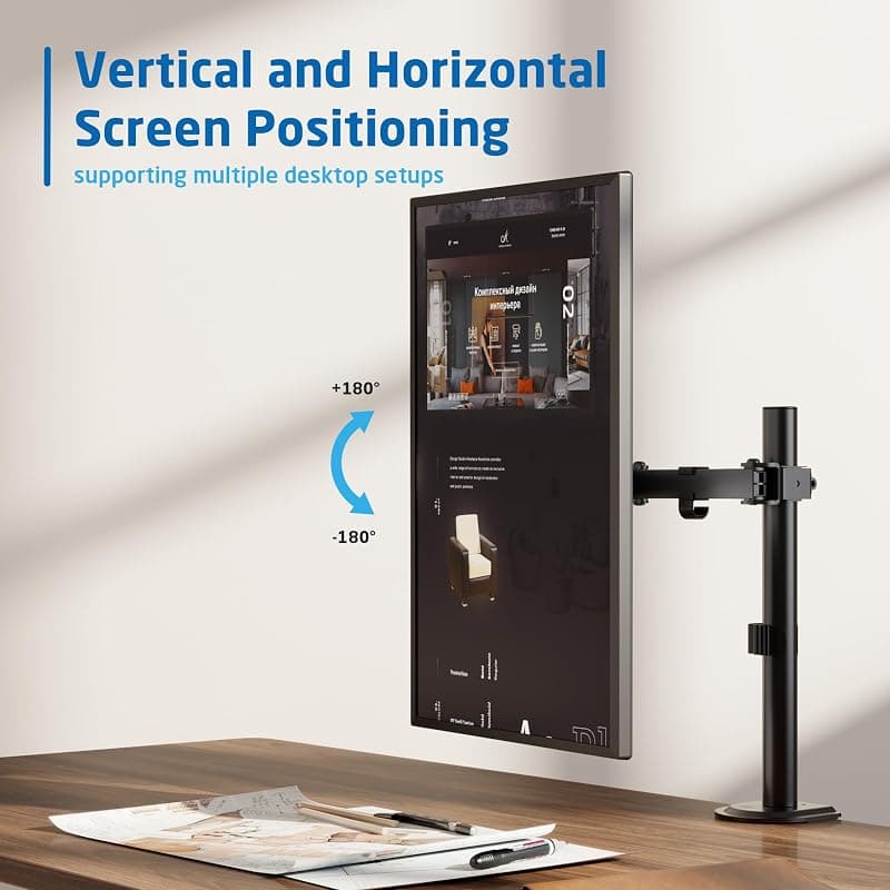 Ewent EW1510 Braccio Singolo Monitor,Supporto Singolo per PC a Schermo Piatto,Staffa Di Supporto Tv/Monitor 13-27 Pollici,Altezza e Inclinazione Regolabili e Rotazione, con — miniatura 5