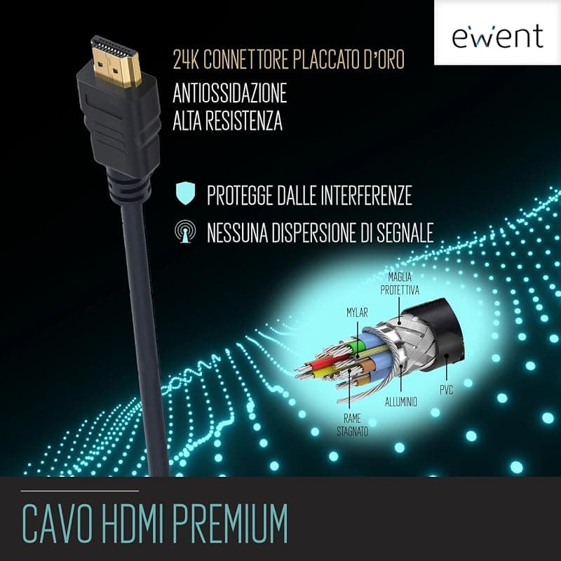 Ewent Cavo HDMI Premium High Speed 2.0 A/A M/M 3MT EC1341 — miniatura 2