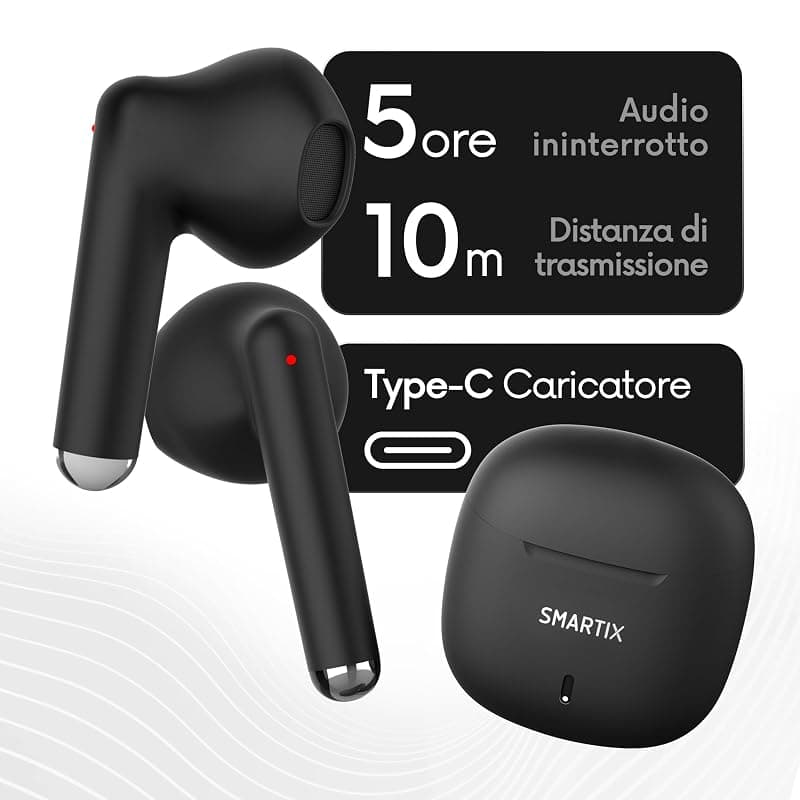 Atlantis Auricolari Smartix Tws SM60-Fi9-B Bt V5.3 Custodia Con Funzione Di Ricarica Include Battery Bank Da 300ma Nero — miniatura 4