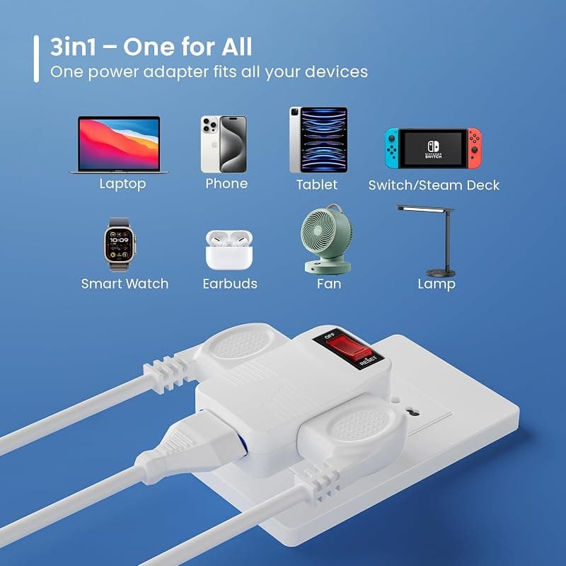 Ewent Adattatore Elettrico 3 Prese con Spina Italiana 10A EW1188 — miniatura 6