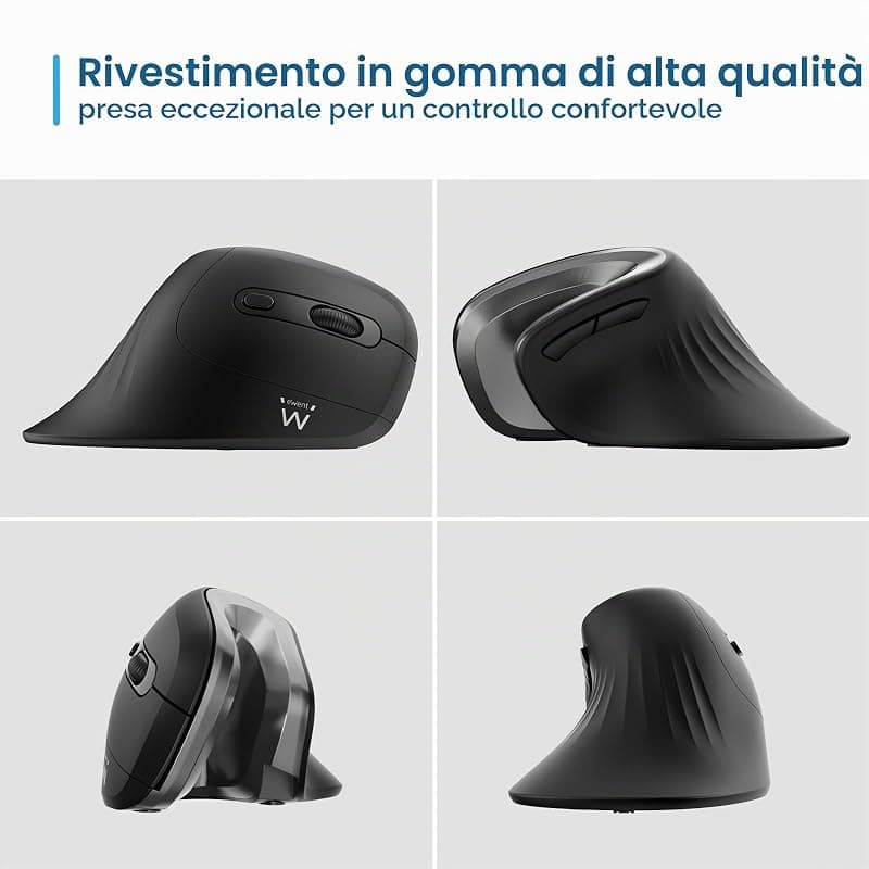 Ewent Mouse wireless ergonomico, EW3154, mouse ottico con 6 tasti e interruttore On/Off, 3 DPI regolabili, ricevitore USB, mouse per PC, laptop, iPad, Windows, Android, Mac. — miniatura 9