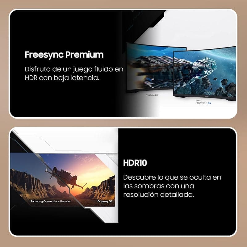 Samsung Monitor Gaming LED 32" Odyssey G5 Curvo QHD 1MS HDMI/Display-Port LS32CG552EUXEN — miniatura 3