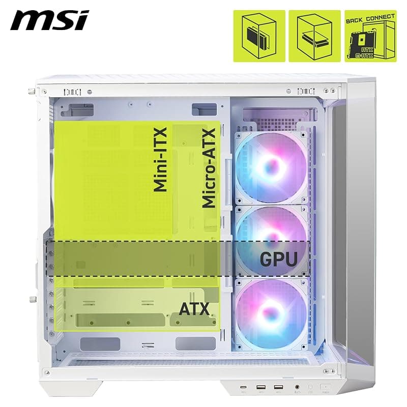 MSI Case Micro-ATX MID-Tower Mag Pano 100R Bianco Argb No Alim 306-7G26W22-HH9 — miniatura 4