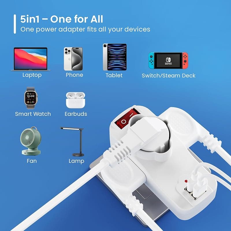 Ewent Adattatore Elettrico 3 Prese 2P USB-A Schuko 16A EW1194 — miniatura 6