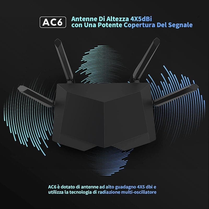 Tenda Router Wireless 4 Antenne da 5dBi 1200 Mbps AC6 — miniatura 5