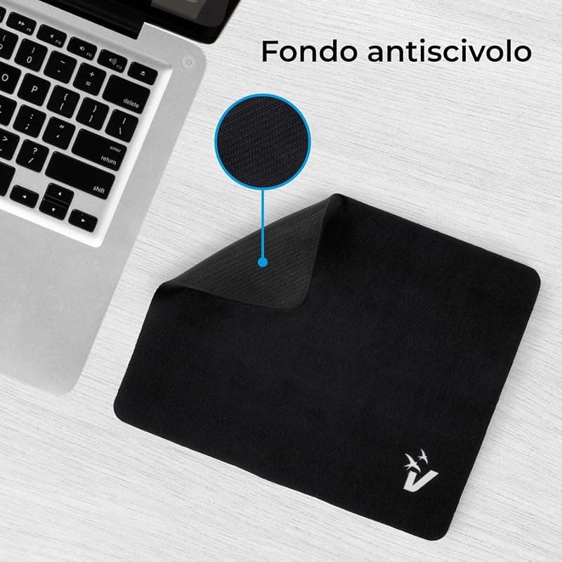 VulTech® Mouse Pad MP-01N - Tappetino per Mouse con Base in Gomma Antiscivolo, Superficie in Microfibra a Scorrimento Fluido, Arrotolabile, Resistente, Portatile - Nero — miniatura 2