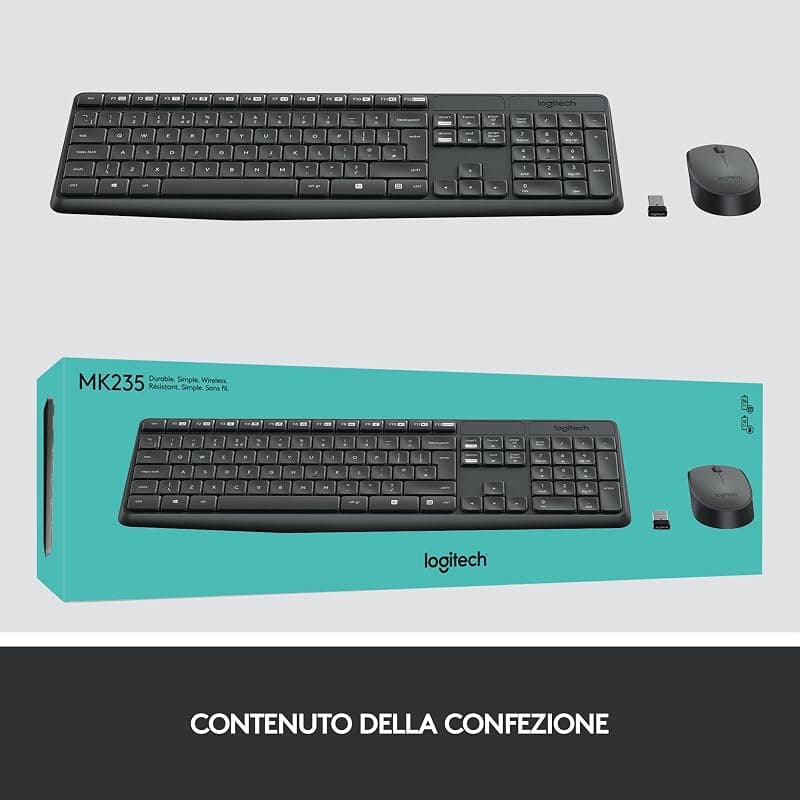 Logitech Kit Tastiera + Mouse Wireless MK235 920-007913 — miniatura 6