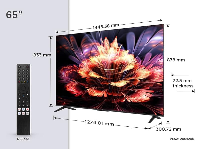 TCL QLED 65'' 65P69K smart tv 4K Ultra UHD, Dolby Audio, DVB-T2Hevc Main 10,Google Tv, 65 pollici, QLED 60HZ — miniatura 2
