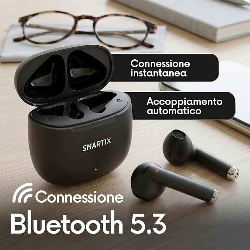 Atlantis Auricolari Smartix Tws SM60-Fi9-B Bt V5.3 Custodia Con Funzione Di Ricarica Include Battery Bank Da 300ma Nero — miniatura 5