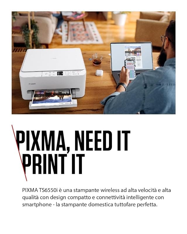 Canon PIXMA TS6550i Stampante Multifunzione a Getto d'Inchiostro WiFi — miniatura 3