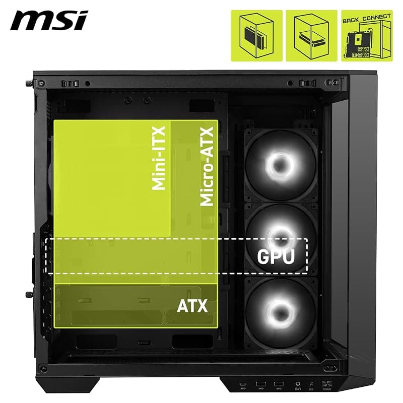 MSI Case Micro-ATX MID-Tower Mag Pano 100R Nero Argb No Alim 306-7G26R21-HH9 — miniatura 4