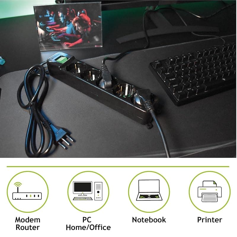 Tecnoware Multipresa 5 Posti Schuko/ita 10a Nero Spina Ita Fmp5iig — miniatura 4