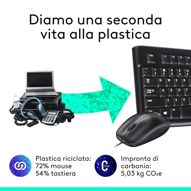 Logitech Kit Tastiera + Mouse USB MK120 Nera 920-002543 — miniatura 5