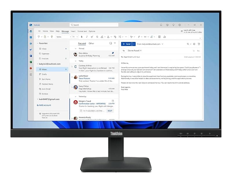 Lenovo Monitor ThinkVision S24-4e WLED 23,8" Full HD 250CD/M2 64B5KAT1EU
