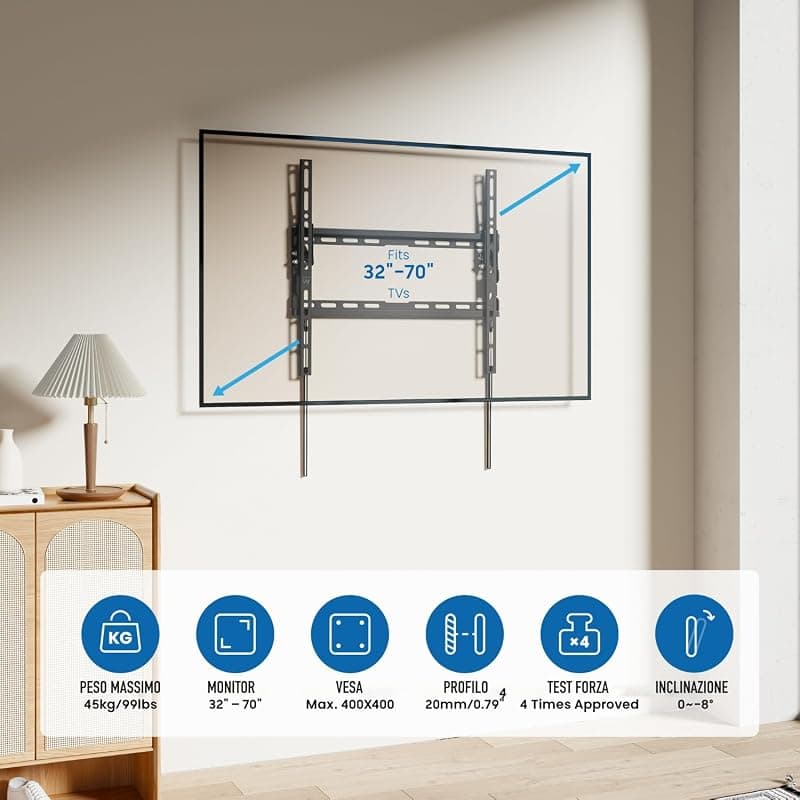 Ewent Ew1507 Staffa Supporto TV LCD, LED per Schermi da 37" a 70", Max Vesa 600 x 400, Nero — miniatura 7