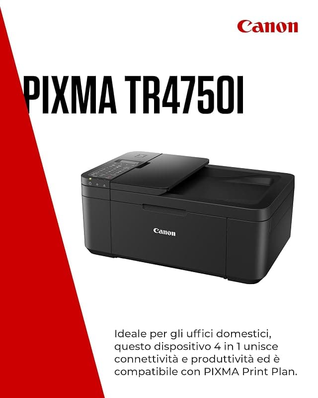 Canon PIXMA TR4750i - Stampante Wireless Multifunzione 4 in 1 - Stampa, Scansione, Copia, Fax - Fronte/Retro, ADF 20 Fogli, Stampa Foto Senza Bordi 4x6, Compatibile con PIXMA — miniatura 2