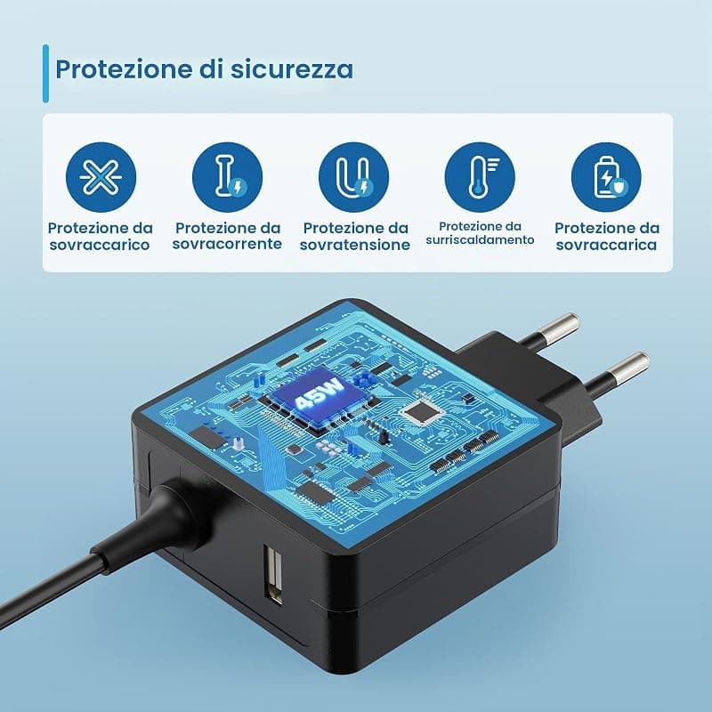 Ewent Caricatore da Rete Elettrica USB Type-C con USB-A Aggiuntiva 45W EW3979 — miniatura 5