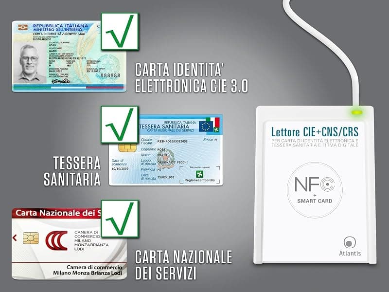 ATLANTIS usb2.0 lettore cie 3.0 Windows 10 e Windows 11, Bianco, P005-CIED331C — miniatura 2