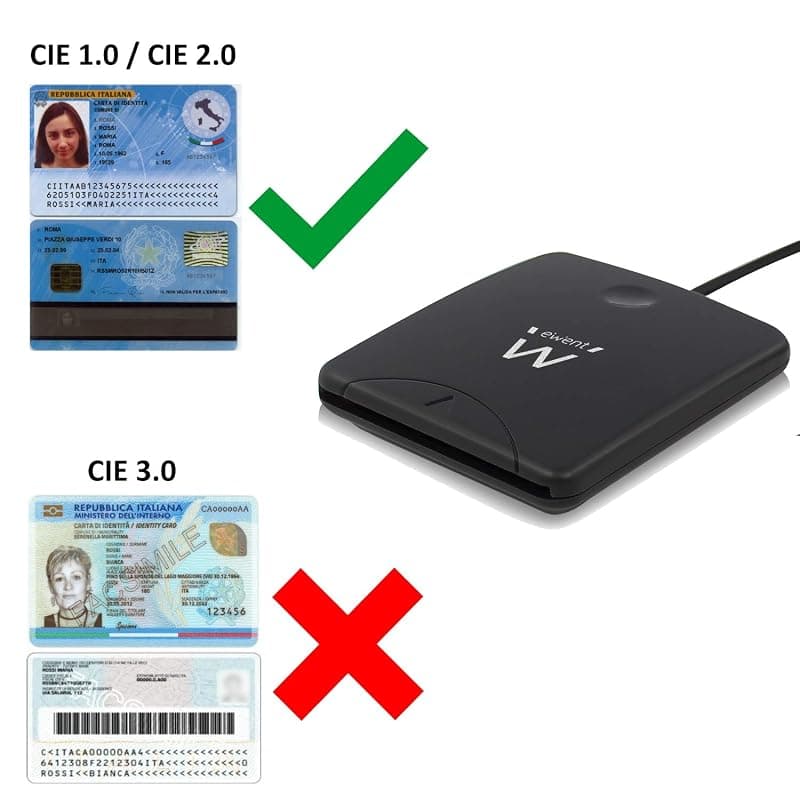 Ewent Lettore Smart Card per Firma Digitale e Carte Servizi CIE 1.0 / CIE 2.0 EW1052 — miniatura 4