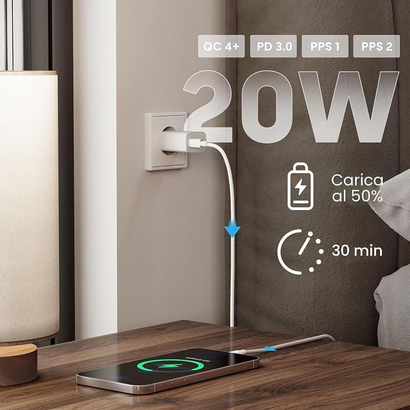 Ewent EW1320 - Caricatore USB Carica Veloce - Compatto Adattatore USB-C da 20 W - Per Dispositivi Android e Apple di Ultima Generazione - Dotatp di Power Delivery - Potente e — miniatura 7