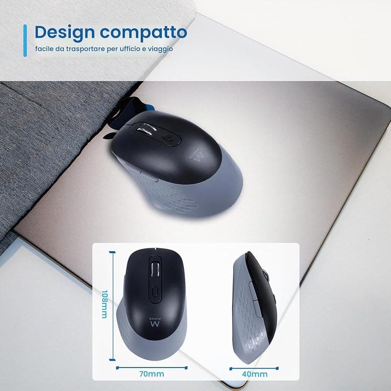 Ewent Mouse Ottico USB A+C con Click Silenzioso EW3204 — miniatura 8