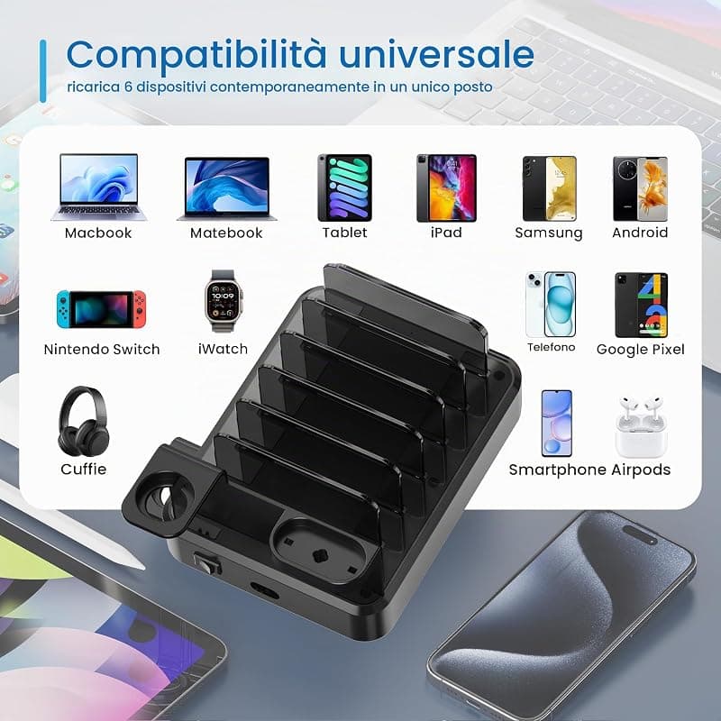 Ewent Docking USB Charging 130W 6-USB Port EW1335 — miniatura 4