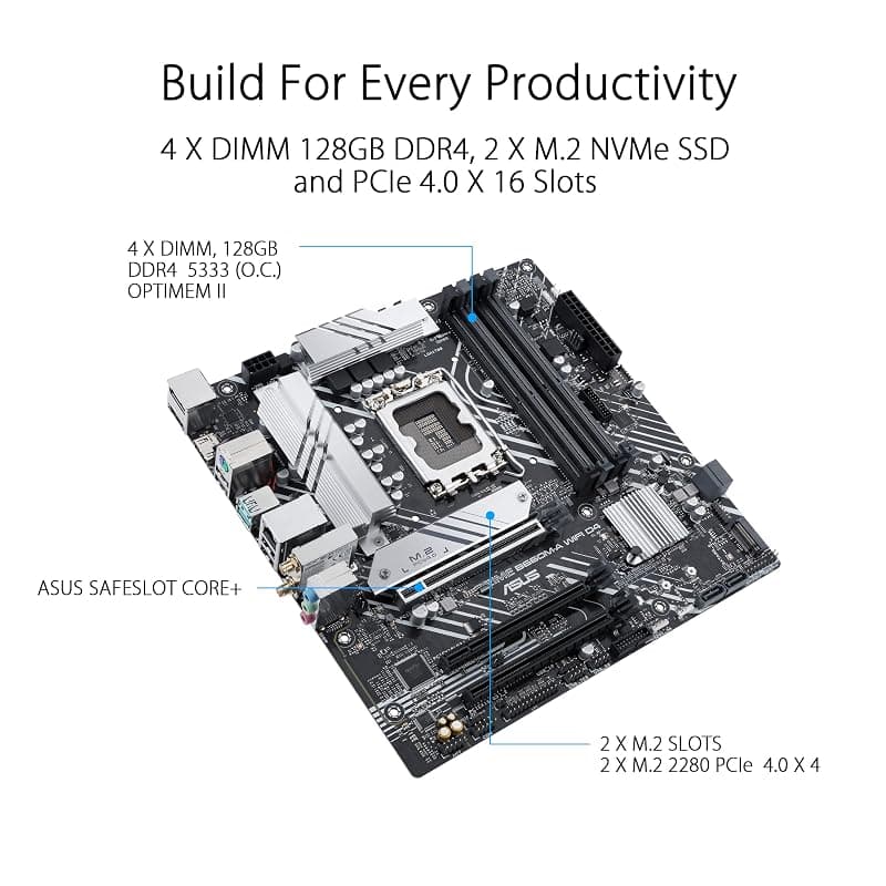 ASUS PRIME B660M-A WIFI D4, Scheda Madre mATX, Slot DDR4, Nera — miniatura 3