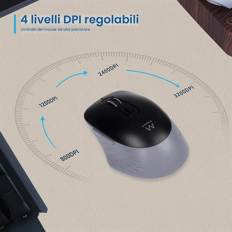 Ewent Mouse Ottico USB A+C con Click Silenzioso EW3204 — miniatura 7