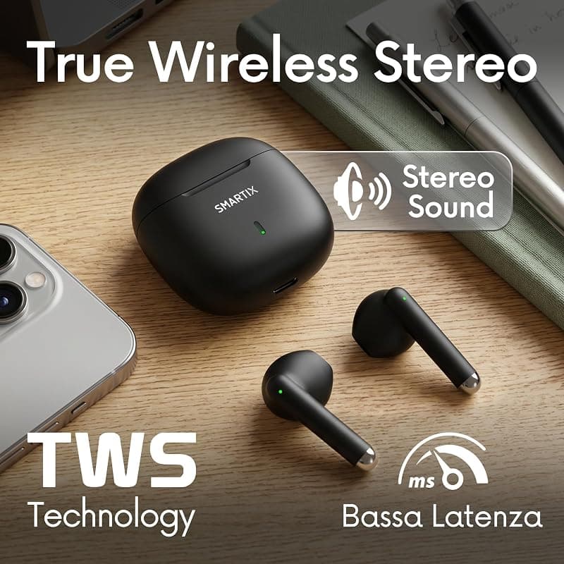 Atlantis Auricolari Smartix Tws SM60-Fi9-B Bt V5.3 Custodia Con Funzione Di Ricarica Include Battery Bank Da 300ma Nero — miniatura 3