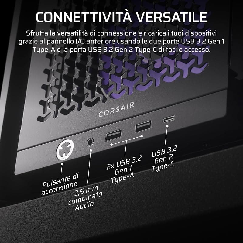 CORSAIR FRAME 4000D RS ARGB Case modulare Mid–Tower ATX per PC – Nero — miniatura 7