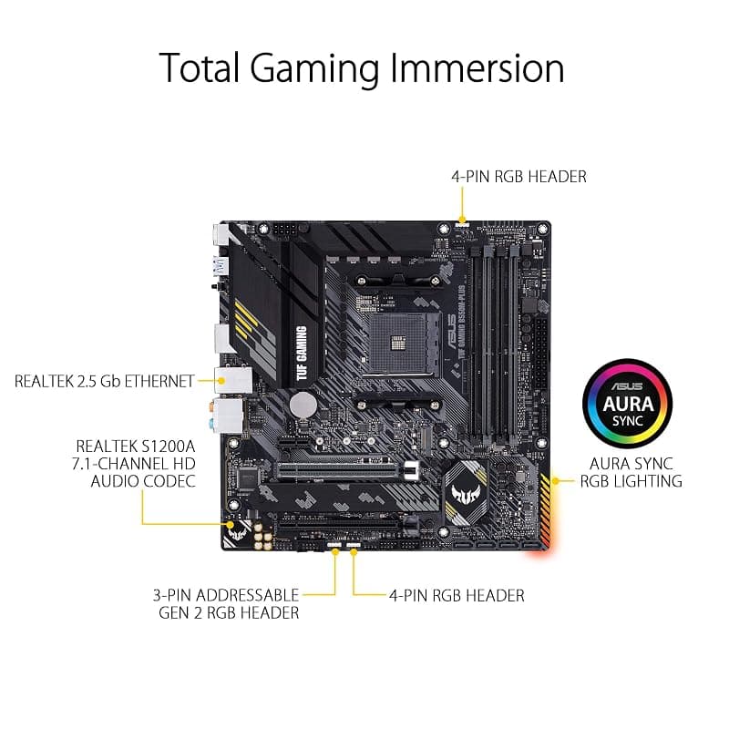 ASUS TUF GAMING B550M-PLUS, Scheda Madre AMD mATX, Slot DDR4, Nera — miniatura 3