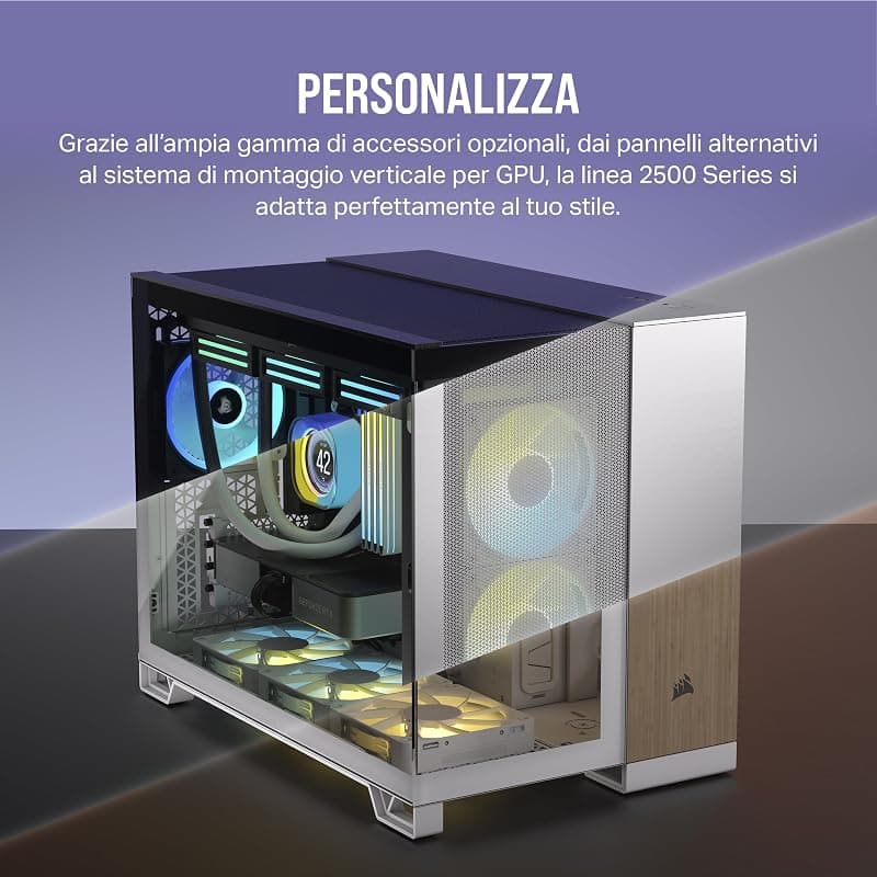 CORSAIR 2500D AIRFLOW mATX PC Case - Nessuna Ventola Inclusa - Design a Doppia Camera - Ampia Flessibilità di Raffreddamento - Compatibile con Schede Madri a Connessione Inversa — miniatura 7