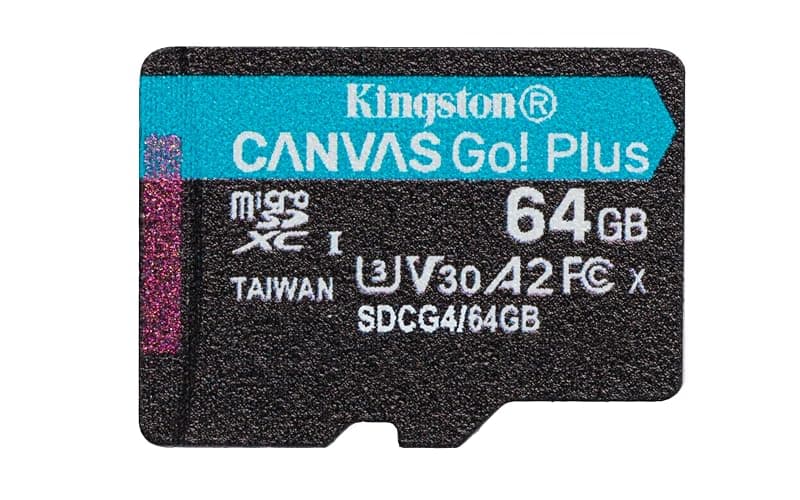 Kingston Canvas Go Plus microSDXC Scheda Di Memoria Gen4 200MB/s A2 U3 V30 64GB Confezione Singola Senza Adattatore-SDCG4/64GBSP