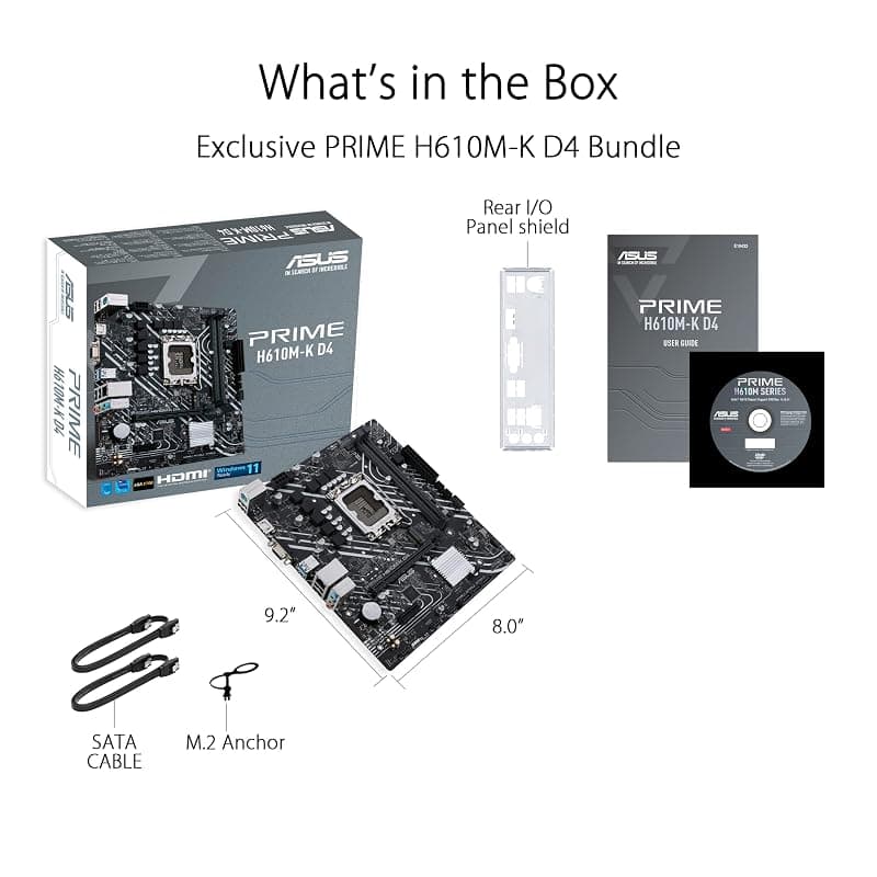 ASUS PRIME H610M-K D4, Scheda Madre Intel mATX, Slot DDR4, Nera — miniatura 6
