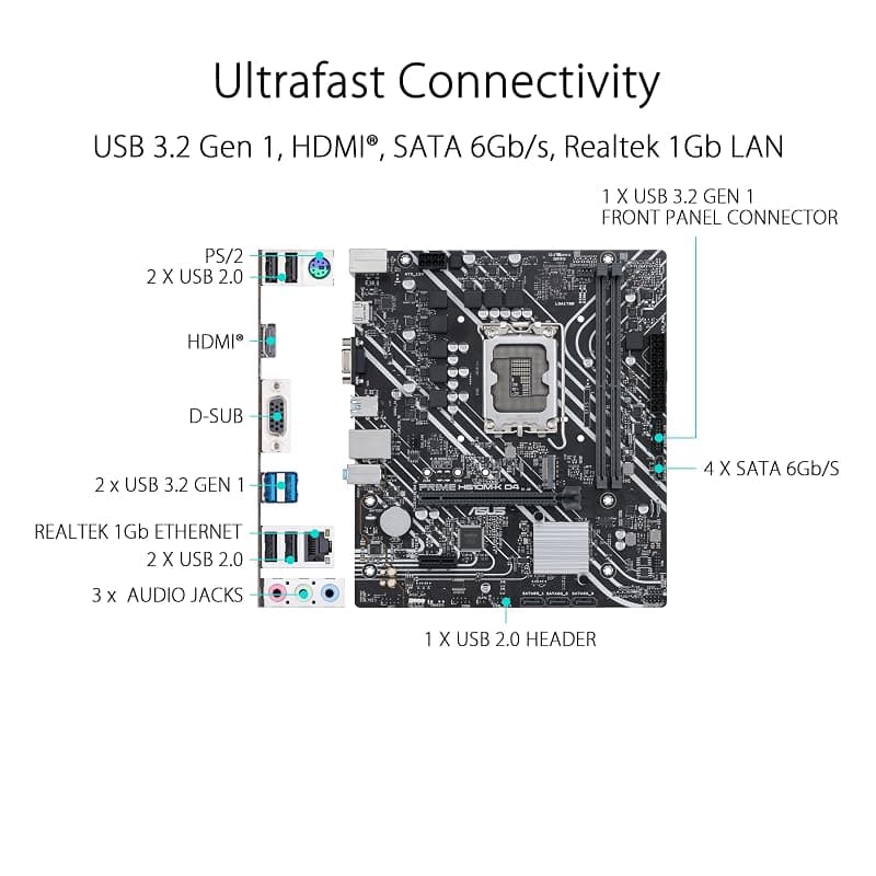ASUS PRIME H610M-K D4, Scheda Madre Intel mATX, Slot DDR4, Nera — miniatura 5